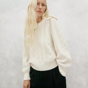 Hollydene Ruffle-Shoulder Pullover Sweater